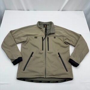 Browning Full Zip Gator Fleece Jacket Mens Large Tan Brown Coat Hunting Fishing